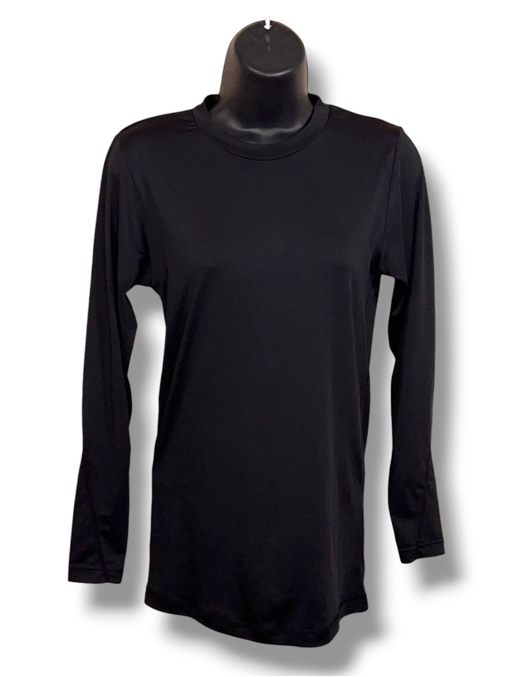 Large Converse Black Long Sleeve Mock Neck Top Womens Thermal Layers Stretch
